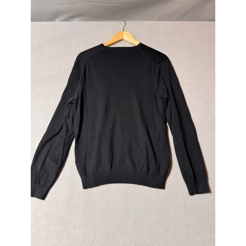 Polo Ralph Lauren Sweater V Neck Pima Cotton Mens L Black Purple Pony Logo